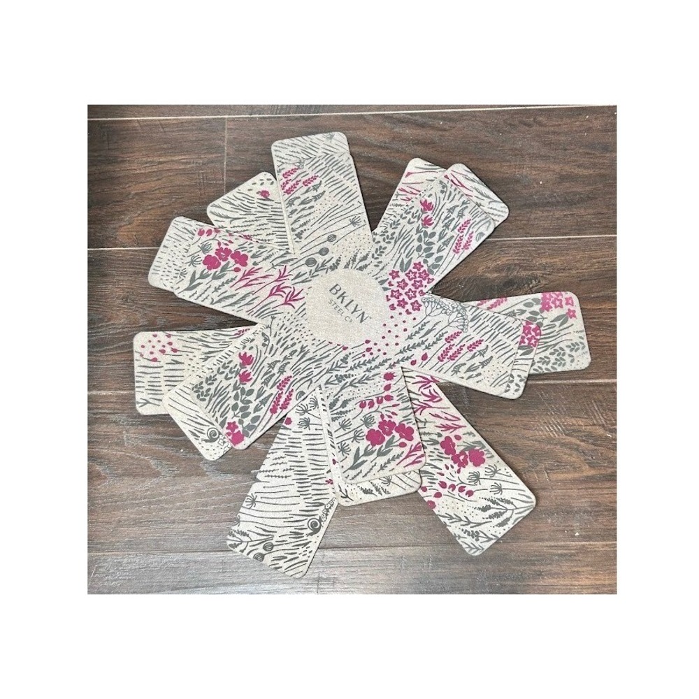 BKLYN Steel Co Felt Pan Protectors Floral Botanical Print 3 Pack Pink Grey